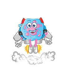 Wall Mural - cell with jetpack mascot. cartoon vector