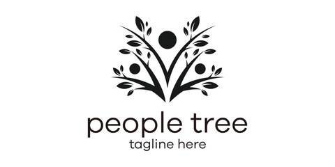Wall Mural - tree and people logo icon vector illustration