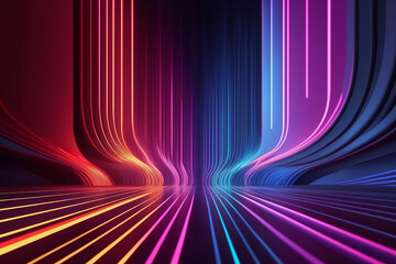 Wall Mural - abstract background  bright neon rays and glowing lines, red violet purple blue creative wallpaper