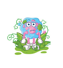 Sticker - cell go camping mascot. cartoon vector