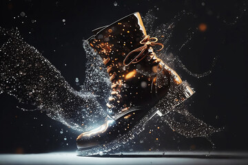 Wall Mural - stylish futuristic shoes on dark background