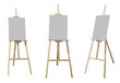 © Roman - White tablet for drawing on a wooden easel in 3 angles isolated on a white background.