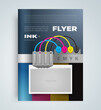 Flyer ink color cmyk printing service theme Cover design template vector