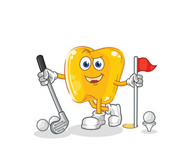 Canvas Print - gold teeth playing golf vector. cartoon character