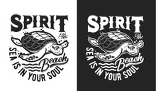 Sea Turtle Mascot, Diving Sport Club T-shirt Print