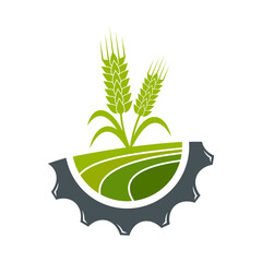 Sticker - Agriculture and farming icon with field of wheat