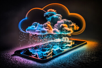 Cyber security, digital data network protection, cloud system futuristic concept. Generative ai.