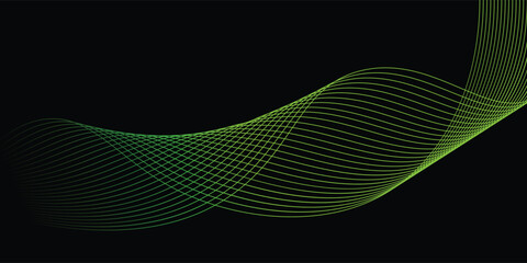Black background and green line wave 