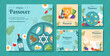 Happy Passover Jewish Holiday Social Media Post Flat Cartoon Hand Drawn Templates Illustration