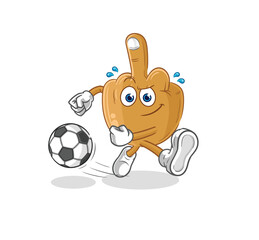 Sticker - middle finger kicking the ball cartoon. cartoon mascot vector