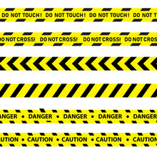 Black Yellow Stripes Barricade Tape Do Stock Vector, Various Danger Ribbon And Sign Set, Vector Realistic Icon Collection Of Yellow Danger Ribbons For Crime Scenes Attention Sites Construction Works