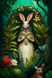 © MxCaptures - Easter Celebrations in the Jungle: The Bunny Hybrid with majestic dress - Generative Ai