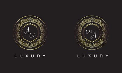 Wall Mural - AW and WA luxury logo design.