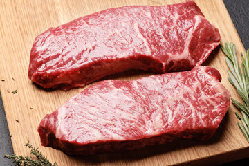 Wall Mural - Prime marbled beef steaks. Raw sirloin steak