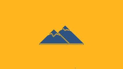 Wall Mural - Blue Mountains icon isolated on orange background. Symbol of victory or success concept. 4K Video motion graphic animation