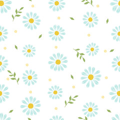 Wall Mural - Cute daisies with cute flowers print for clothes, wrapping paper, phone cases. Seamleess flowers pattern