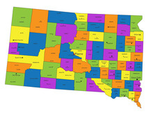 Colorful South Dakota Political Map With Clearly Labeled, Separated Layers. Vector Illustration.