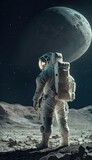 Fototapeta Kosmos - Astronaut and astronauts  exploring planets in outer space, made with generated ai