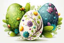 Colorful Easter Eggs On A White Background - Design Concept Vector Illustration - Generative Ai