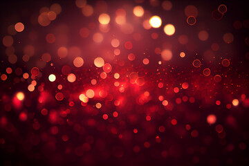 Red glitter background, glowing red blur for Christmas or festive texture. Generative AI