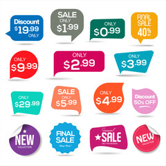 Wall Mural - Sale stickers and tags colorful collection vector illustration 