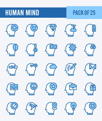 25 Human Mind. Two Color icons Pack. vector illustration.