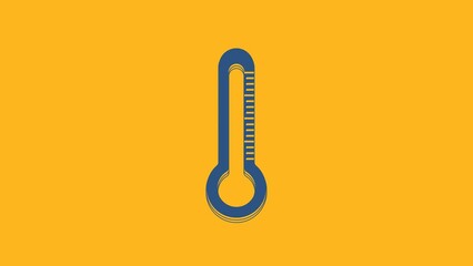 Poster - Blue Thermometer icon isolated on orange background. 4K Video motion graphic animation