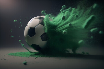 Wall Mural - soccer ball with smoke on black background , Generative AI