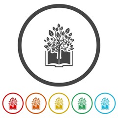 Wall Mural - Tree Book Logo icons in color circle buttons