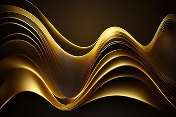 Wall Mural - Gold abstract wave line.Beautiful, minimalistic print for your decor for postcard, congratulations and poster. Generative AI