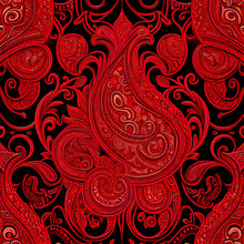 Lace Seamless Pattern. Red Floral Background, Wallpaper