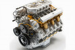Modern car engine on white background. Neural network AI generated art