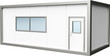 Isometric view of white mobile office buildings or container site office for construction site. Portable house and office cabins, 3D rendering, mock up