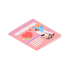 Sticker - Isometric Childish Copybook Composition