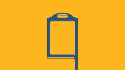 Sticker - Blue Cutting board icon isolated on orange background. Chopping Board symbol. 4K Video motion graphic animation