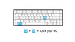 © WINDERFULL STUDIO - vector control win+ L = Lock Your PC - keyboard shortcuts  - windows with keyboard white and blue illustration and transparent background isolated Hotkeys