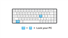 Vector Control Win  L = Lock Your PC - Keyboard Shortcuts  - Windows With Keyboard White And Blue Illustration And Transparent Background Isolated Hotkeys