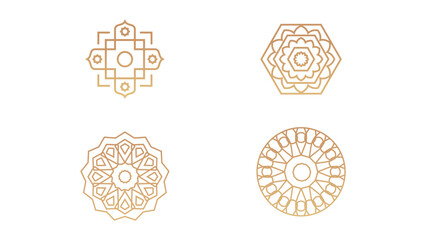 Wall Mural - Four islamic shapes ornaments isolated on white background.