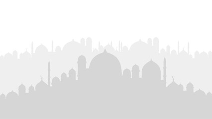 Sticker - White big mosque silhouette isolated on white background.