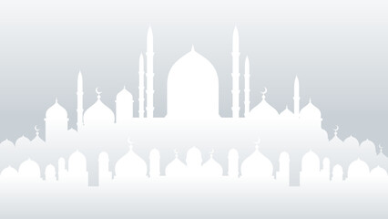 Sticker - White big mosque silhouette isolated on white background.