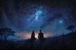 Romantic Love Under the Starry Sky. Generative AI.