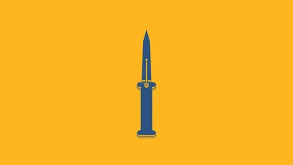 Sticker - Blue Knife icon isolated on orange background. Army knife. 4K Video motion graphic animation