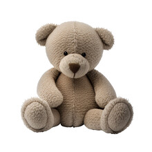 Isolated Brown Teddy Bear Sitting Front View. So Soft And Cuddly. Generative AI