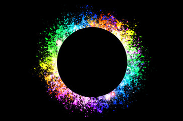 Wall Mural - colorful circle frame circle light frame on black background