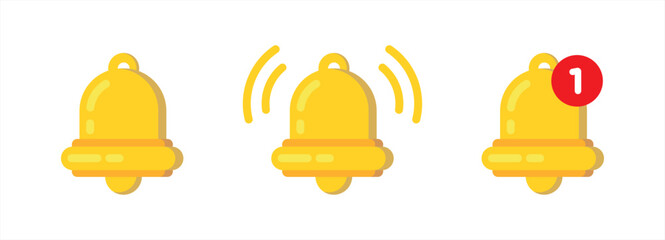 Poster - Orange notification bell icons vector illustration 10 eps.