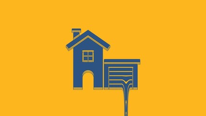 Poster - Blue House icon isolated on orange background. Home symbol. 4K Video motion graphic animation