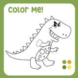 Fototapeta Dinusie - Colour me: tyrannosaurs rex (T-rex) Dinosaur Coloring Page Illustration. colouring page for kids with pre-historic animal theme. Ready to print colouring file. 