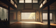 Traditional Japanese Dojo Interior, Generative AI