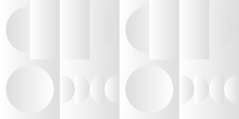 Fototapete - Abstract white and gray gradient background. Modern minimalistic design. Vector illustration with simple shapes like circle, square, rectangle. Monochrome light 3d futuristic design