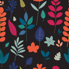 seamless pattern floral in flat style vector